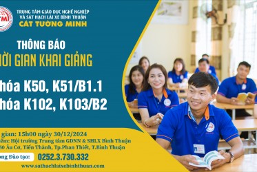 THÔNG BÁO KHAI GIẢNG ngày 30-12-2024