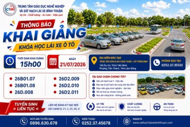 THÔNG BÁO KHAI GIẢNG KHÓA B, D2 VÀ D NGÀY 21/07/2026